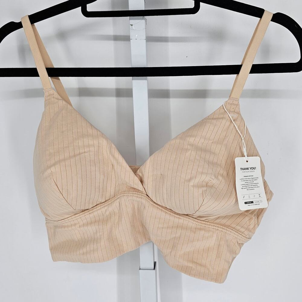 Luvlette Womens Sz XL Lightly Padded Bralette Bra Beige NEW